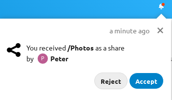 Share acceptance notification.